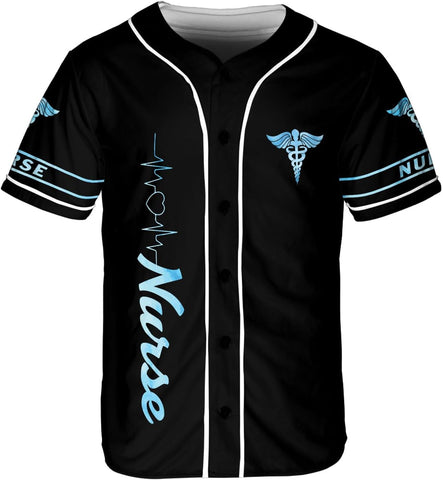 Woseprints Personalized Nurse Baseball Jersey Shirt, Nurse Graduation Gifts Funny Nurse T-Shirt Gift Nursing Emergency Shirts