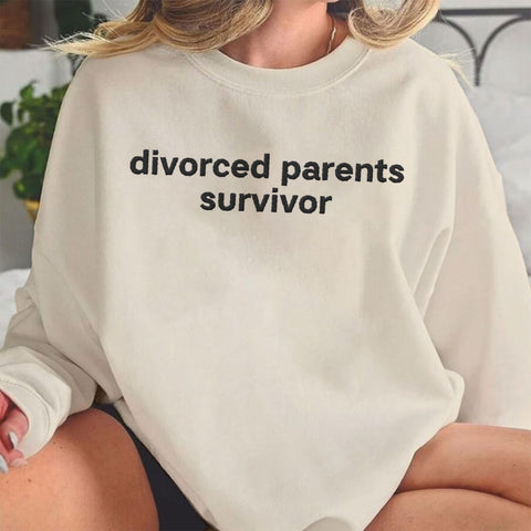 MAPrints Personalized Divorced Embroidered Sweatshirt, Embroidered Divorcing Hoodie, Divorced Parents Survivor Shirt Crewneck