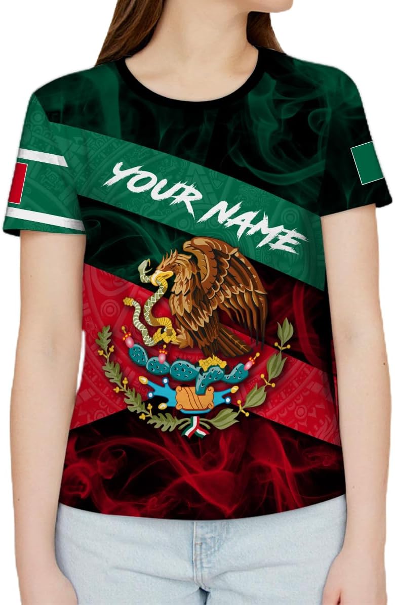 Mostprints Personalized Name Mexican Shirts for Men 3D, Customized Mexico Shirts for Men, Mexico Shirts for Women Mexico Shirt