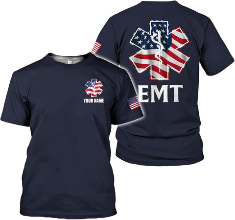 Mostprints Personalized EMT Shirt, EMS Shirt, Customized EMS Shirts,EMT Paramedic Uniform Emergency Medical Technician Shirts