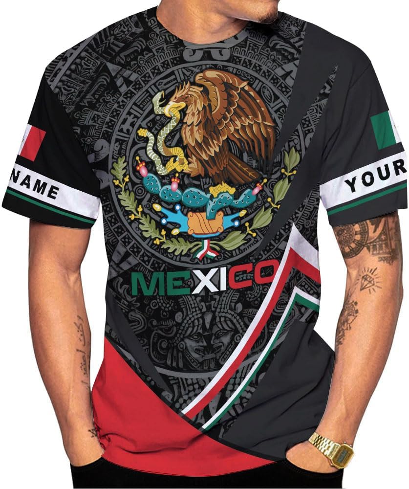 Mostprints Personalized Name Mexican Shirts for Men 3D, Customized Mexico Shirts for Men, Mexico Shirts for Women Mexico Shirt1