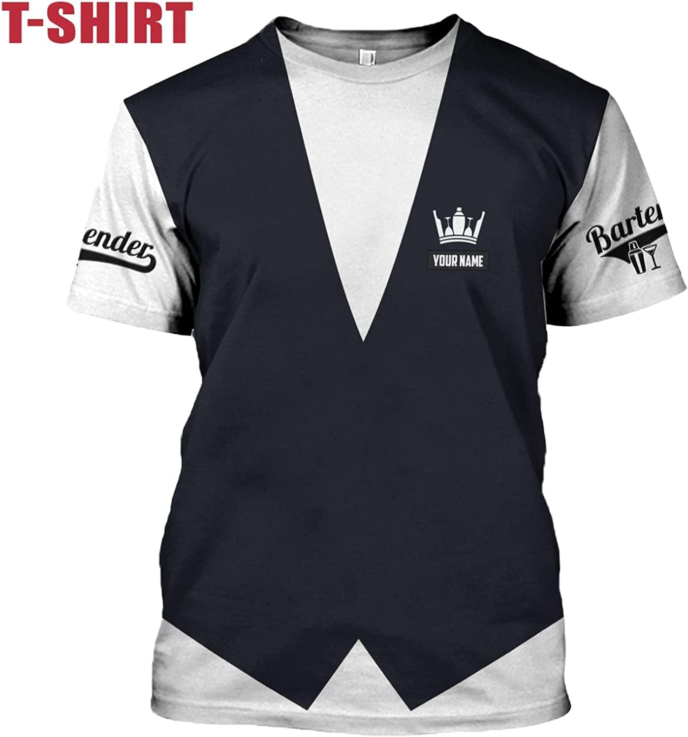 RoyalBro Personalized Bartender Shirt Custom Bartender Shirts Bartending 3D T Shirts Cocktail Wine Tshirt for Men & Women (Multi 4)