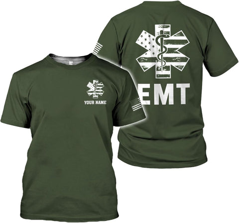 Mostefy Personalized EMT Shirt, EMS Shirt, Customized EMS Shirts,EMT Paramedic Uniform Emergency Medical Technician Shirts