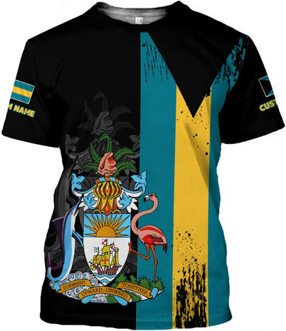 Personalized Bahamas Shirt 3D Custom Bahamas Flag Shirt for Men and Women Bahamas Pride Shirt