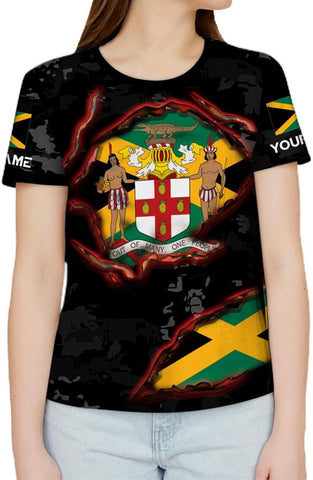 Ligthuy Personalized Jamaica Shirt 3D, Custom Jamaica Flag Lion Shirt for Men and Women, Jamaican Pride T-Shirt Unisex