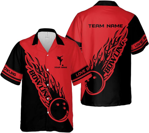 Mostprints Personalized Name Bowling Hawaii Shirts for Men and Women 3D, Bowling Shirts for Team Bowling, Bowling Shirts Gift
