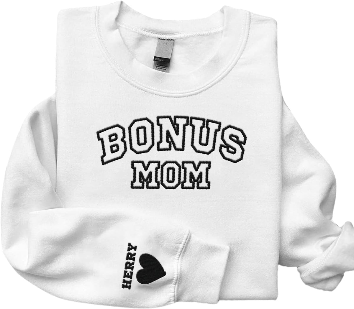 Personalized Bonus Mama Embroidered Sweatshirt, Bonus Mom Sweatshirt for Stepmom Step Mama Gifts Mother's Day 2024 (Cotton, SS190), Small-5X-Large