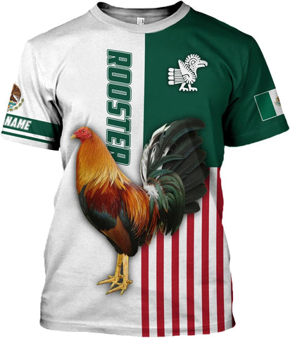 MoonArt Personalized Name Mexican Shirts for Men, Rooster Mexico Shirts for Men, Mexico Shirt Eagle Flag Mexican Eagle