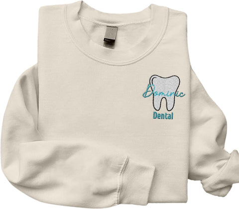 Personalized Dental Assistant Dental Hygienist Embroidered Sweatshirt Crew Neck Smile Dental Teeth Dentist Shirt Long Sleeve