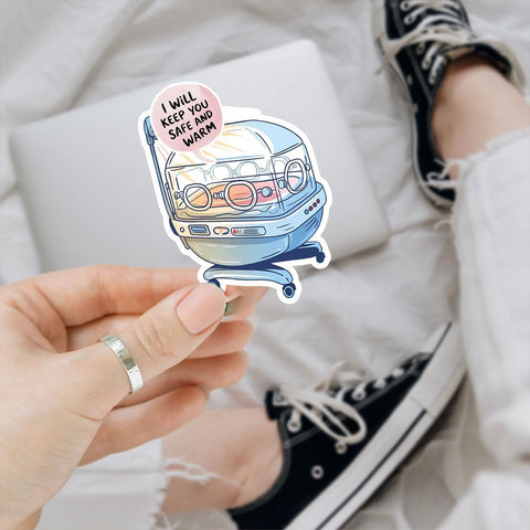 (3PCS) I Will Keep You Safe and Warm Sticker, Gifts Medical Neonatal Stickers Incubator Baby Illustration for NICU Teams and Healthcare Heroes Car Decal for Laptop Tumbler Water Bottle 3 Inch