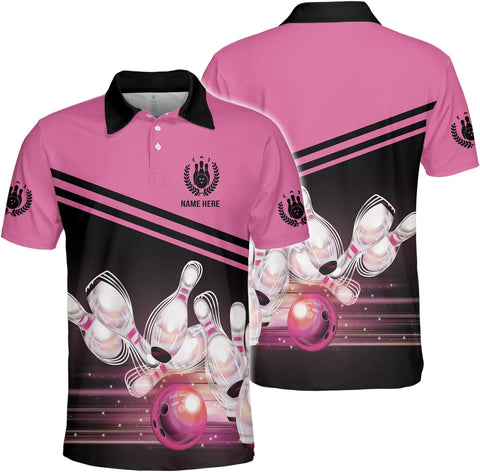 Personalized Name Bowling Polo Shirts 3D for Women, Bowling shirt, Bowling Shirts for Womens, Team Bowling Shirt Women1