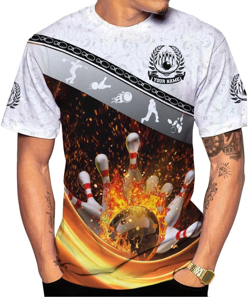 Pretyprints Personalized Bowling Shirt - Custom Bowling Gift for Women & Men