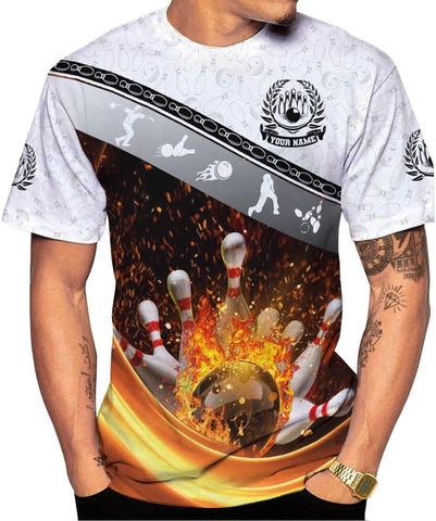 Pretyprints Personalized Bowling Shirt - Custom Bowling Gift for Women & Men