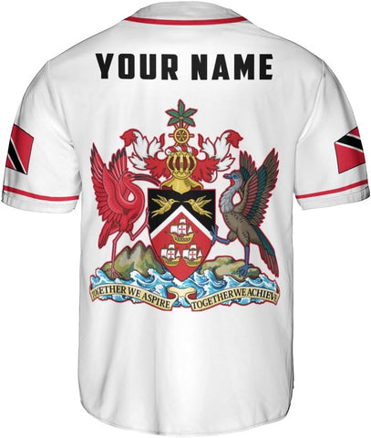 Podagree Personalized Trinidad & Tobago Baseball Jersey, Trinidad and Tobago Proud Flag Shirt Coat of Arms Gift Men Women