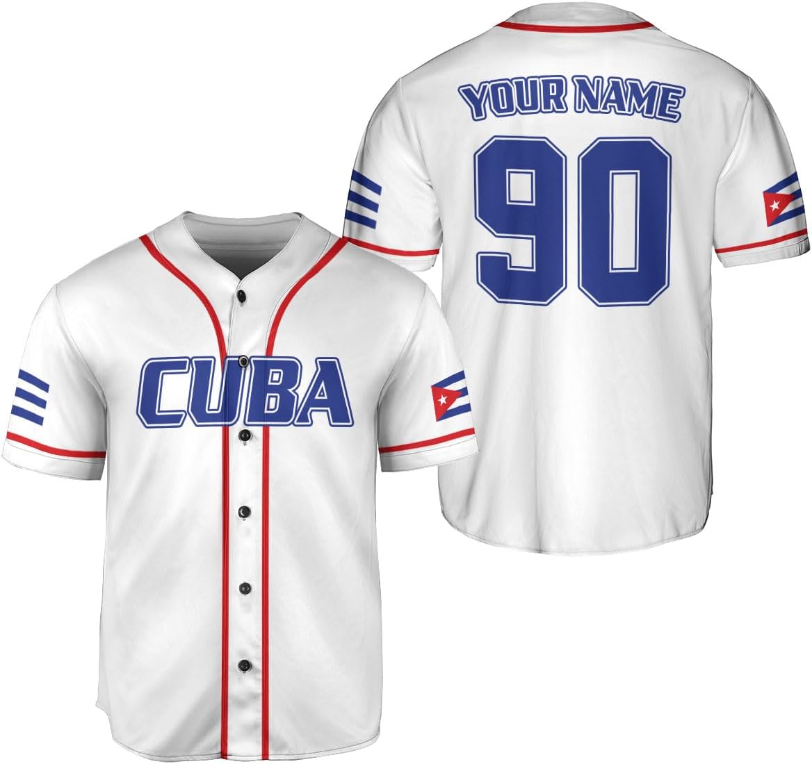 Podagree Personalized Cuba Baseball Shirt, Cuban Flag Jersey for Men and Women