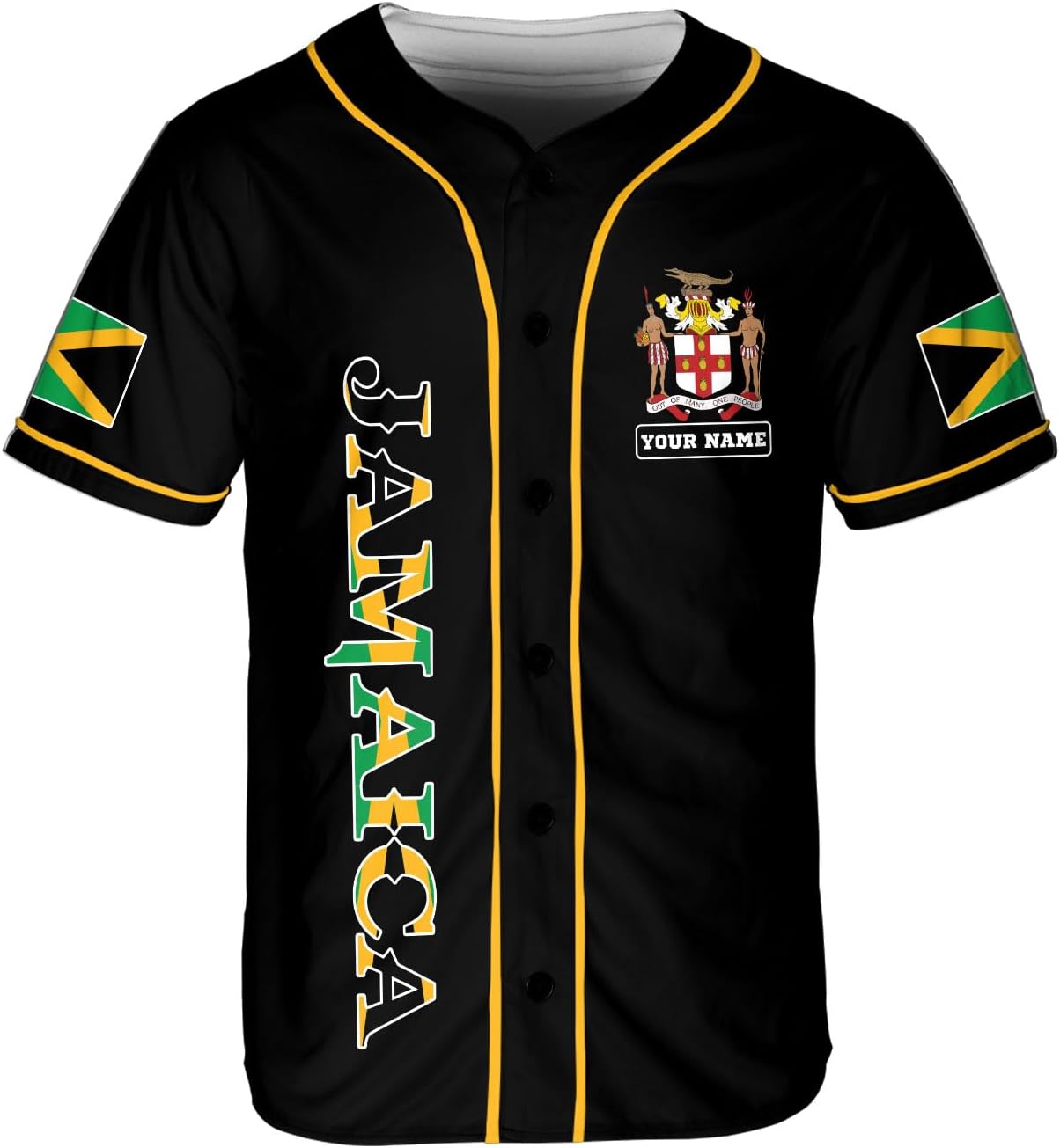 Leprints Personalized Jamaica Baseball Jersey Shirt, Custom Team Name Jamaican Baseball Jersey for Men, Women