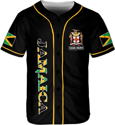 Leprints Personalized Jamaica Baseball Jersey Shirt, Custom Team Name Jamaican Baseball Jersey for Men, Women