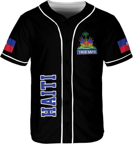 Ligthuy Personalized Name Haiti Baseball Jersey, Customized Haitian Baseball Jerseys for Men Women Haitian Flag Shirt 3D