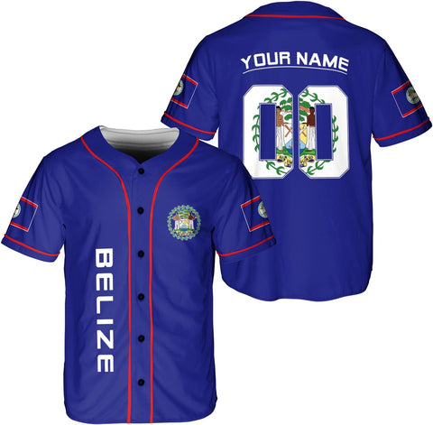 Podagree Personalized Belize Baseball Jersey Camisa Shirt, Belizean Flag Jersey, Belizean Pride Jersey for Men and Women