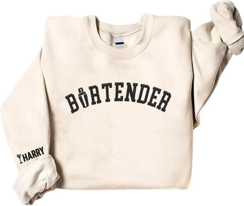 MAPrints Personalized Bartender Embroidered Sweatshirt, Funny Bartending Gift For Bartender Barista Shirt Cocktail Sweatshirt