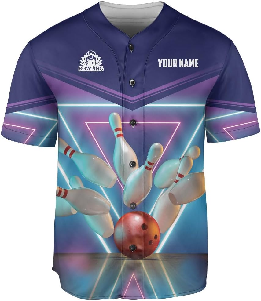 mostprints Personalized Bowling Baseball Jersey Custom Bowling Shirts Bowling Gift Bowling Jersey Bowling Shirt Men Womens