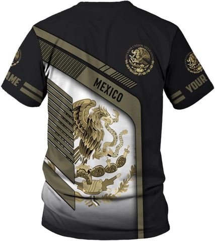 Mostefy Personalized Name Mexican Shirts 3D Customized Mexico Shirt US Flag, Mexican Shirts for Women Unisex