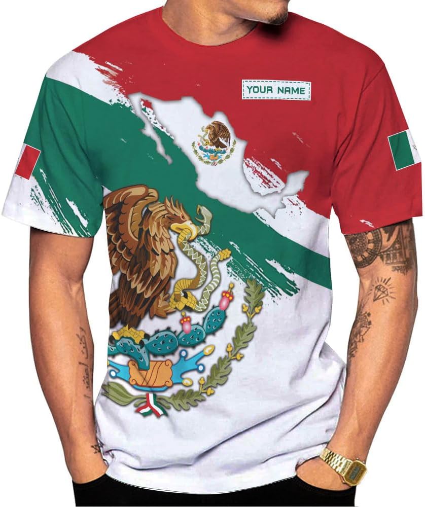 Mostprints Personalized Name Mexican Shirts for Men 3D, Customized Mexico Shirts for Men, Mexico Shirts for Women Mexico Shirt1