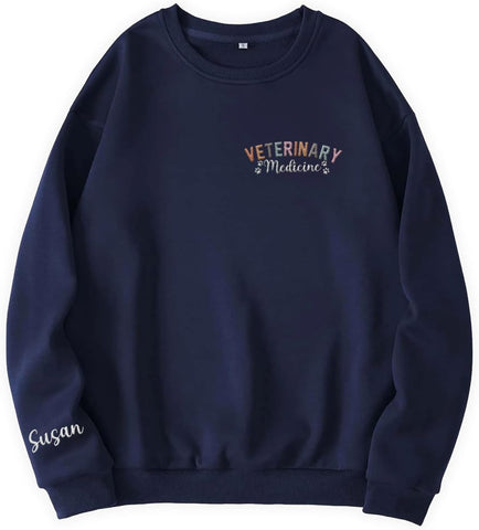 Custom Embroidered Vet Assistant Sweatshirt, Veterinary Medicine Hoodie for Women, Vet Tech Crewneck Gifts for Veterinarian