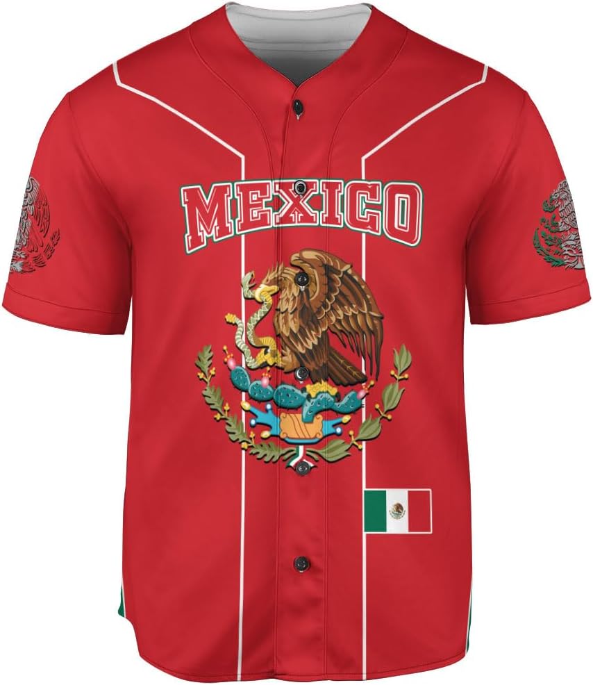 Mostprints Custom Mexico Baseball Jerseys Mexican Eagle & Flag Shirt for Teams, Mexico Shirts for Men & Women Size S-5XL