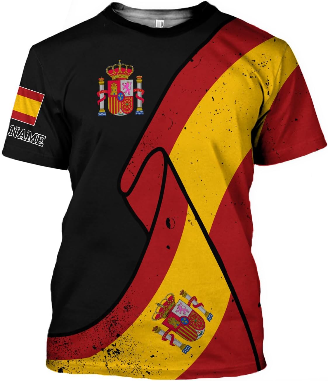 MoonArt Personalized Spain Shirt Custom Spain Espana Flag Shirts for Men and Women, Spain Spanish Pride