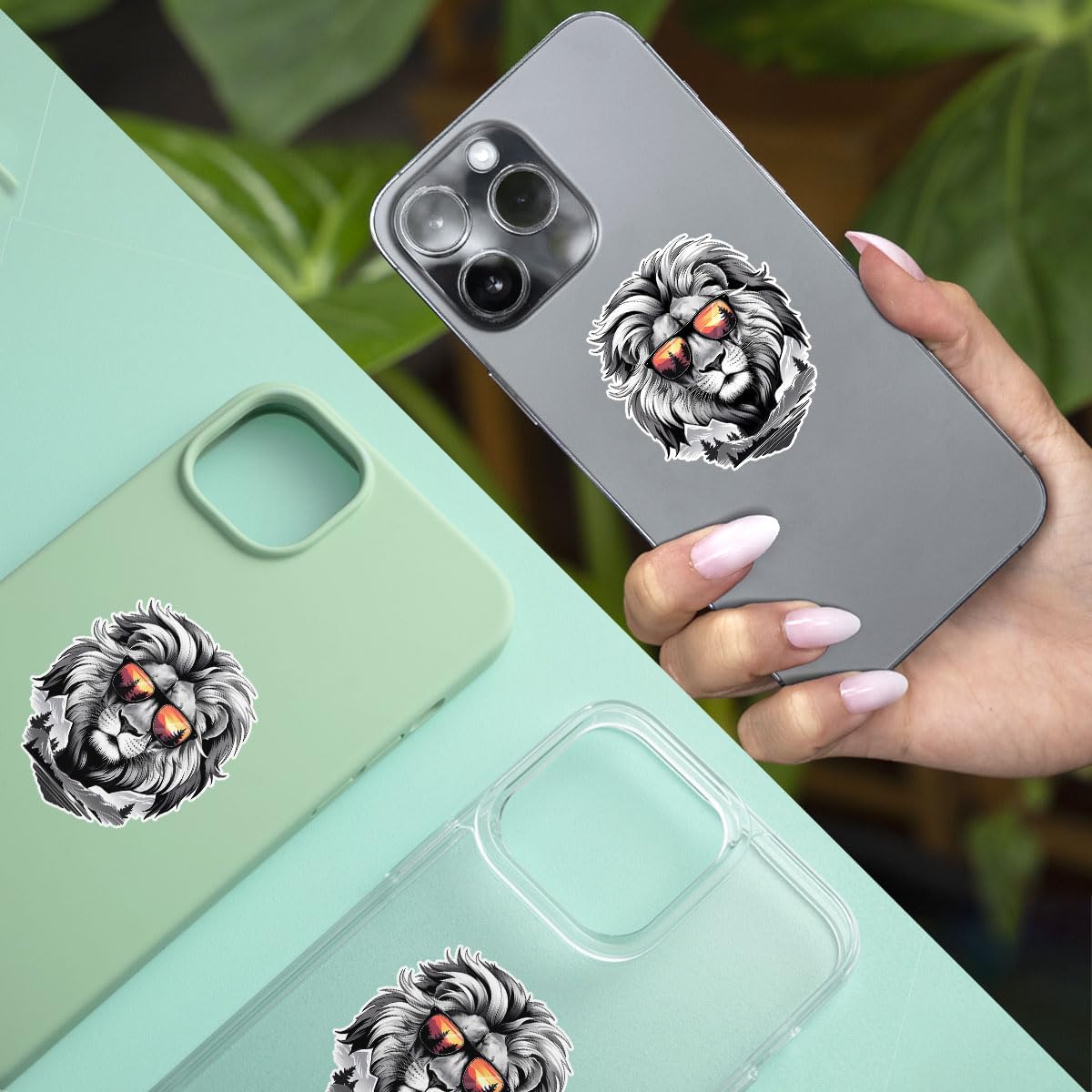 3Pcs Cool Lion with Sunglasses Sticker, Lion Face Bumper Sticker, Lion Head Stickers, Animals Vinyl Sticker Decal, Funny Leo Sticker - Sticker for Laptop Water Bottle Phone Hard Hat 3" (Lion 2)