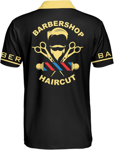 Custom 3D Barber Polo Shirt for Men Women Gift Personalized Hair Stylist Tee Barbershop Apparel Hairdresser Printed Uniform