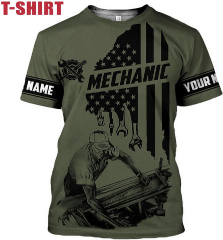 Personalized Name Mechanic Shirt 3D, Custom Name Mechanic Shirts, Tool Box Mechanic for Men and Women Size S-5-XL3 (Multi 10)