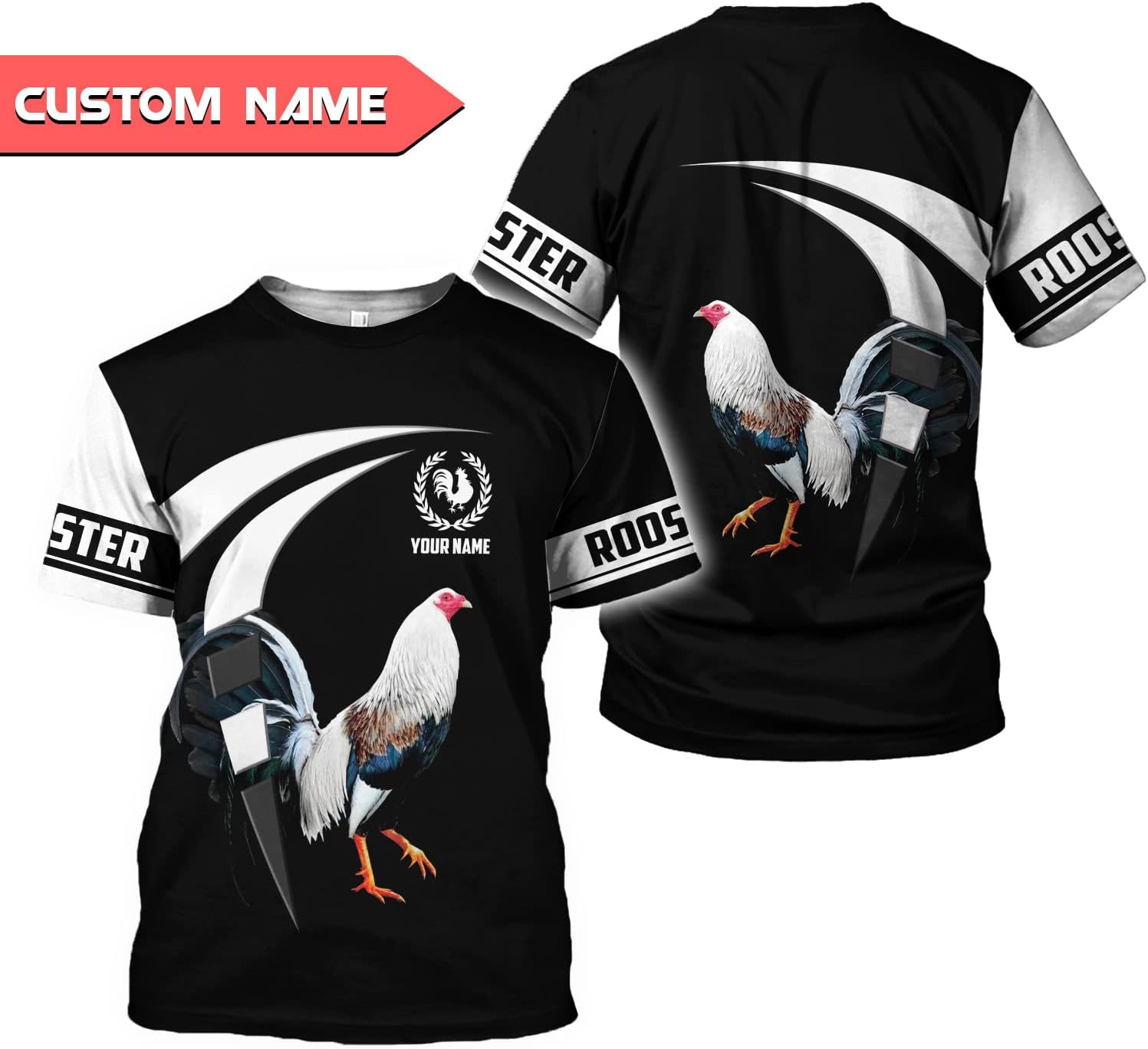 Mostprints Personalized Name Rooster Shirt 3D, Rooster Shirts for Men, Chicken tshirts shirts for women, Funny Chicken shirts
