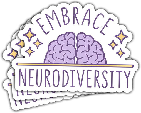 3 Pcs Embrace Neurodiversity Sticker, Neurodiversity Month Sticker Brain, Mental Health Awareness 3" Sticker Die-Cut Waterproof for Laptop Water Bottle Phone Helmet Kindles Tumbler