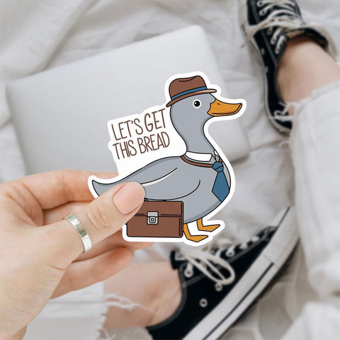 (3pcs) Let's Get Started This Bread Sticker, Cute Duck Sticker Gifts Duck Lovers, Meme Duck Sticker Die-Cut Waterproof Vinyl Sticker Laptop Water Bottle Window Phone Helmet