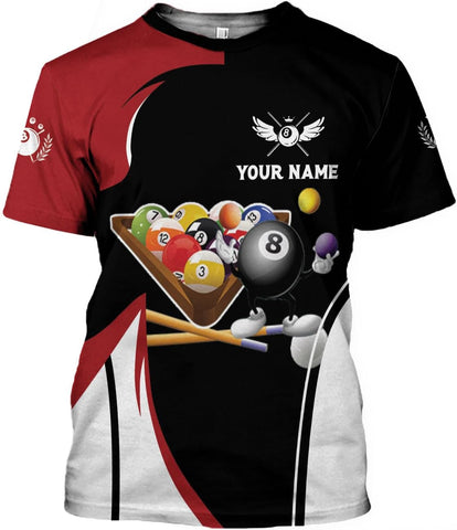 Pretyprints Personalized 3D Billiard Shirt Custom Name Men Women Team Apparel Pool 8 Ball Flag Tshirt Billiards Shirts Gift