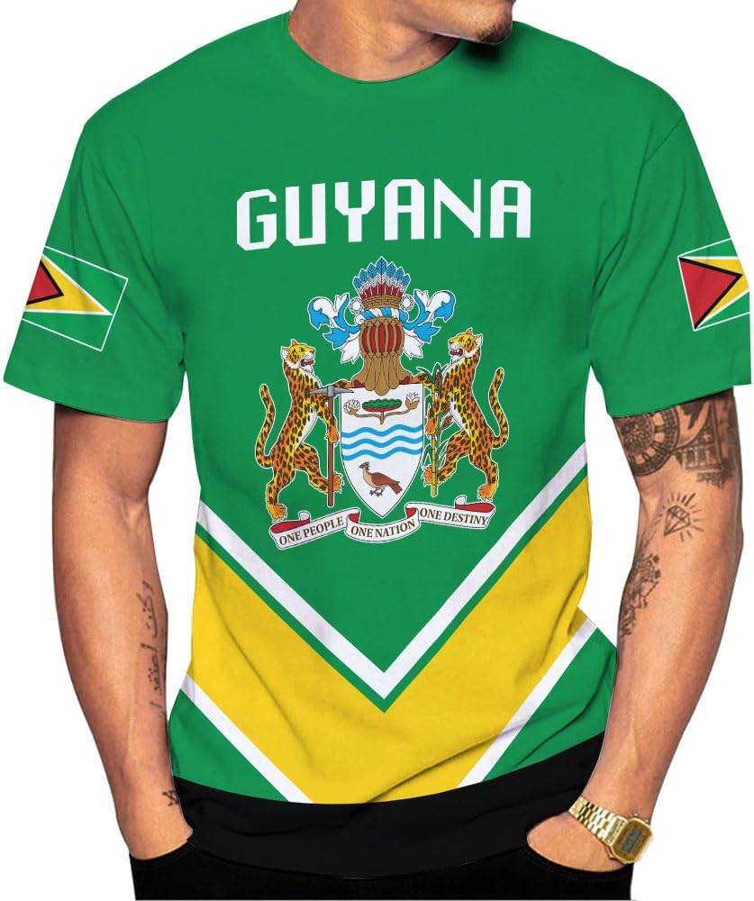 Artparel Personalized Guyana 3D Guyana Flag Shirt - Unisex Adults - Green - Short Sleeves - 5X-Small-Large