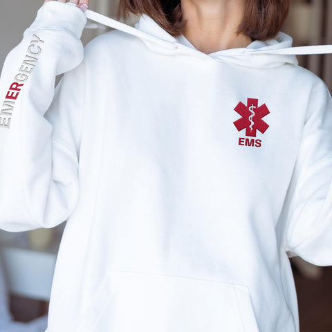 Brevnex Custom EMT EMS Embroidered Sweatshirt Paramedic Hoodie Emergency Medical Technician Uniform T-Shirts for Men Women