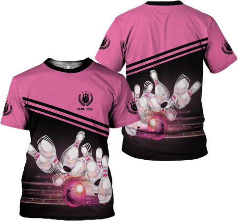 Personalized Name Bowling Shirts for Women 3D, Bowling Shirts with Name, Custom Bowling Shirts Gift for Bowling Lover