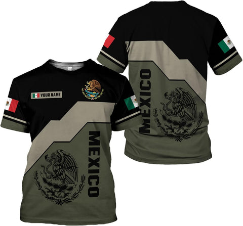 Personalized Mexican Eagle Flag Shirt, Custom Name Unisex Soccer T-Shirt TS67