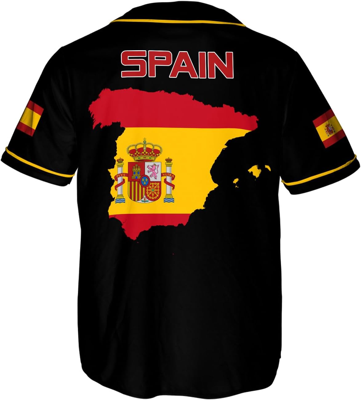 Podagree Personalized Spain Baseball Jersey, Spanish Proud Flag Jersey Shirt Espana Coat of Arms Peruvian Gift for Men Women