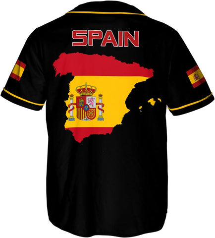 Podagree Personalized Spain Baseball Jersey, Spanish Proud Flag Jersey Shirt Espana Coat of Arms Peruvian Gift for Men Women