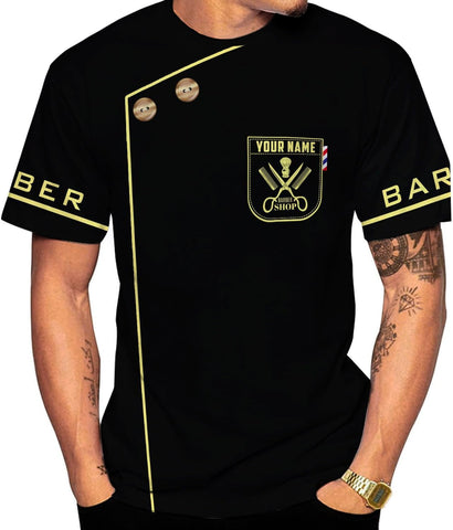 Custom 3D Barber Shirt for Men Women Gift Personalized Hair Stylist Tee Barbershop Apparel Hairdresser Printed Uniform