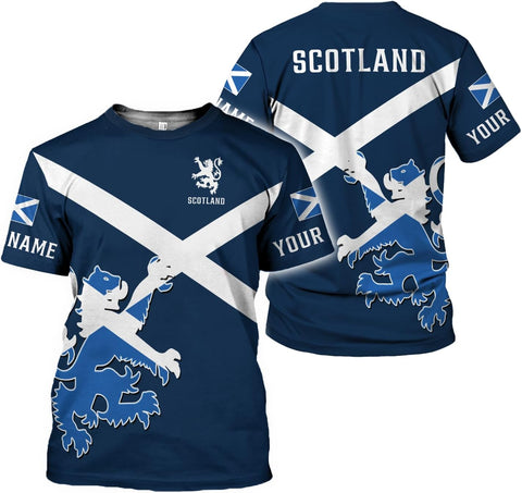 MAPrints Personalized Scotland Shirt, Scottish Rampant Lion Tshirts 3D Print, Scottish Tshirt, Scotland Lion Flag Pride Shirt
