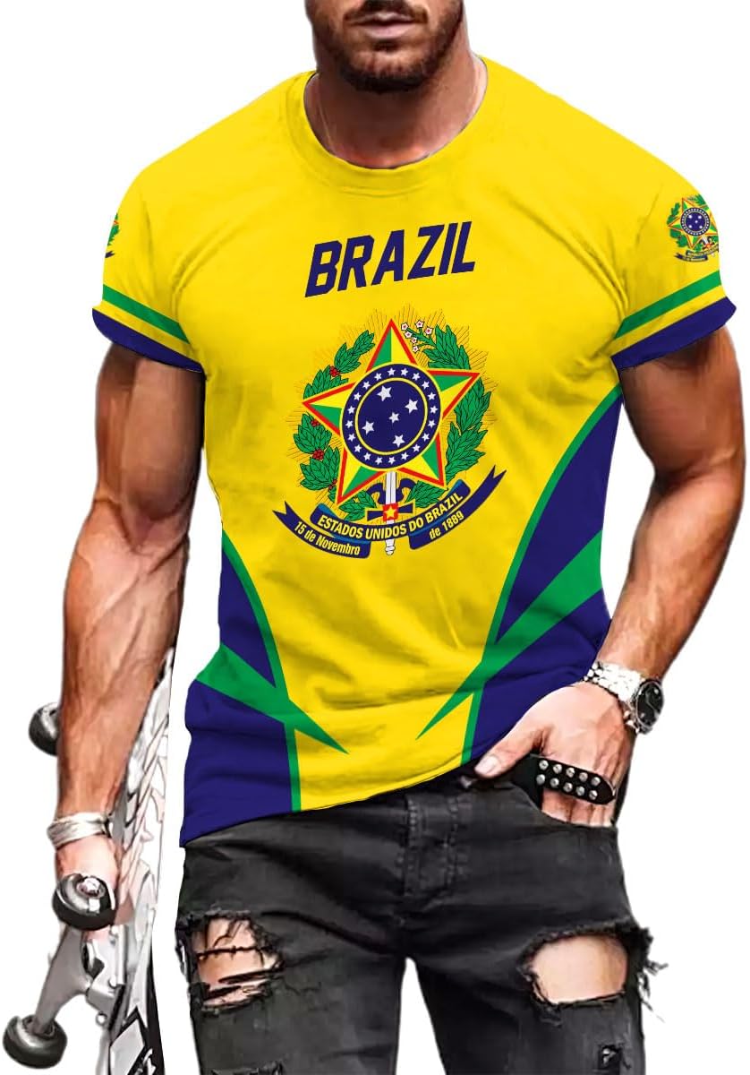 Personalized Brazil Brazilian Flag Brasil Bandera Bandeira T-Shirt Brazil Football Soccer 3D Shirts Gift for Men Women