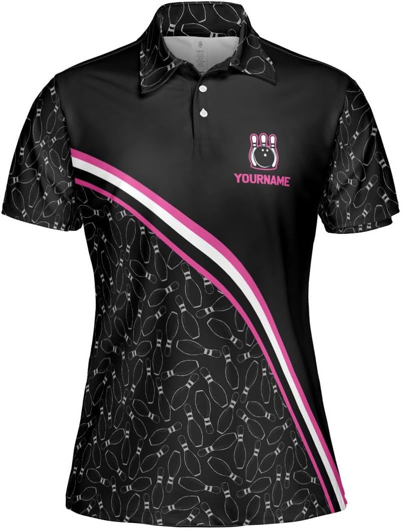 Personalized Bowling Shirts for Women, Custom Name Women Bowling Jersey, Ladies Bowling Polo Shirt for Team