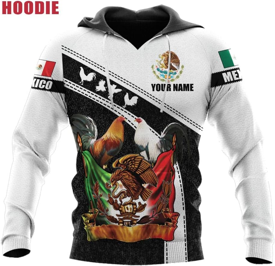 Personalized Name Mexican Shirts for Men 3D, Rooster Mexico Shirts for Men, Mexico Shirt Eagle Flag Mexican Eagle (US, Alpha, Small, 5X-Large, Regular, Regular, Multi 11)