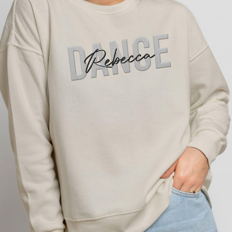 Custom Dance Embroidered Sweatshirt Women Long Sleeve Dancer Gift Shirts Crew Neck Casual Graphic Dance Mom Pullover Top