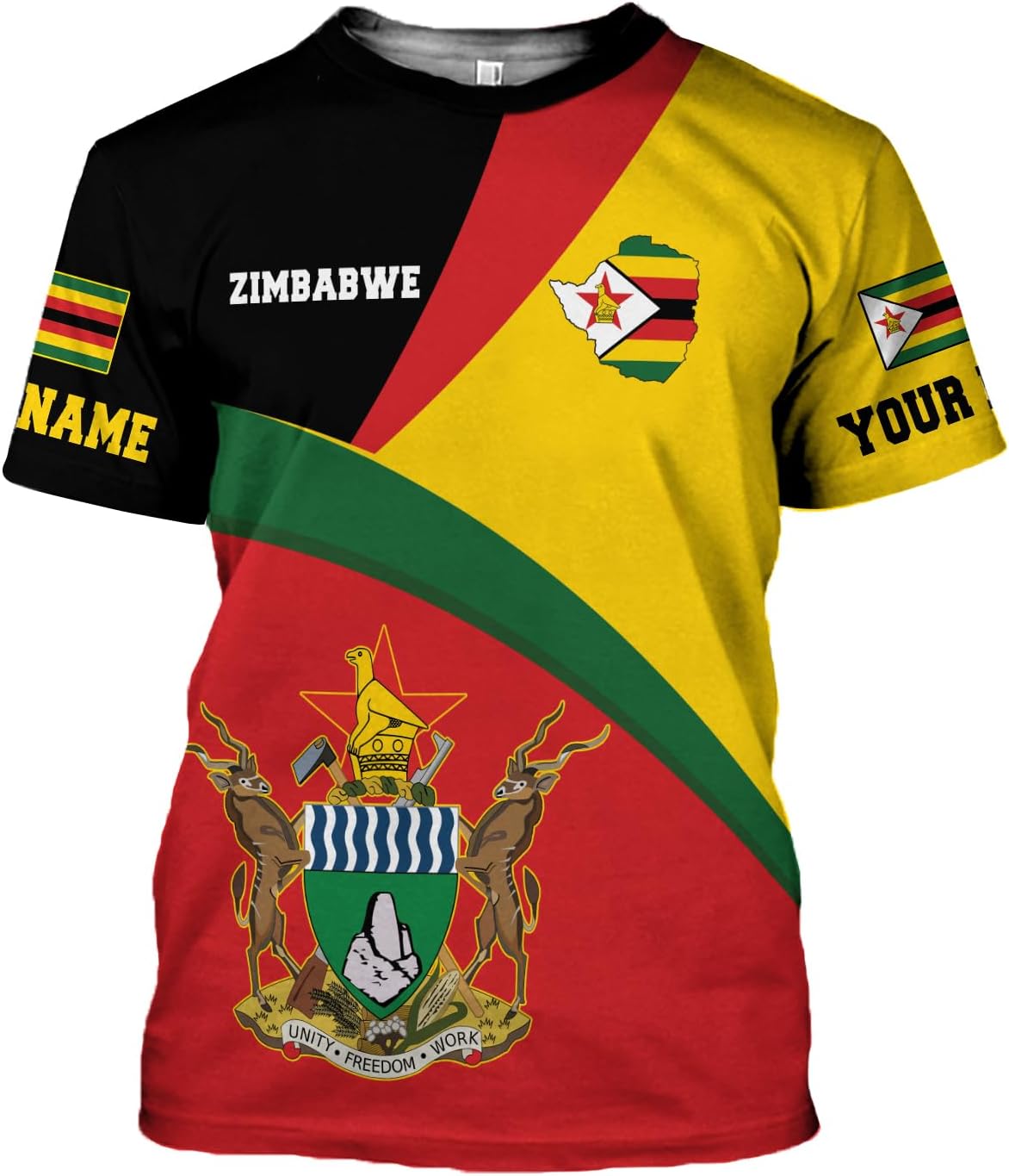 Personalized Zimbabwe Shirt, Zimbabwe Flag Pride T-Shirt, Short Sleeve Men Shirt Colourful, Gifts for Zimbabwean (ZBW 10)